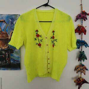 Handmade Neon Yellow Cardigan